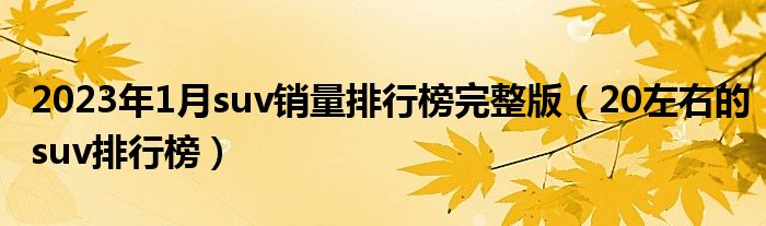 suv销量排行榜20235月_2018年5月suv销量排行_2019年1月suv销量排行