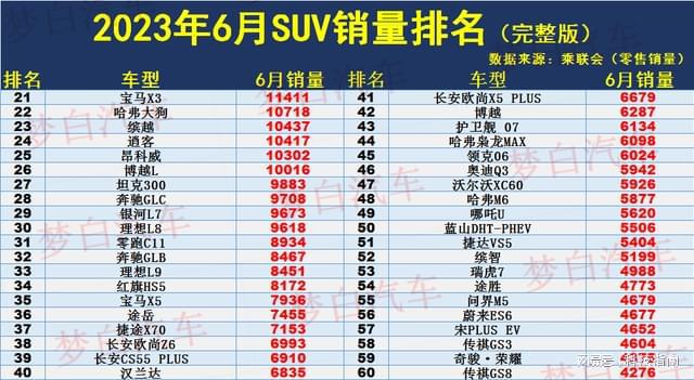 小型suv年度销量榜_2023年六月suv销量榜_美国大型suv销量榜